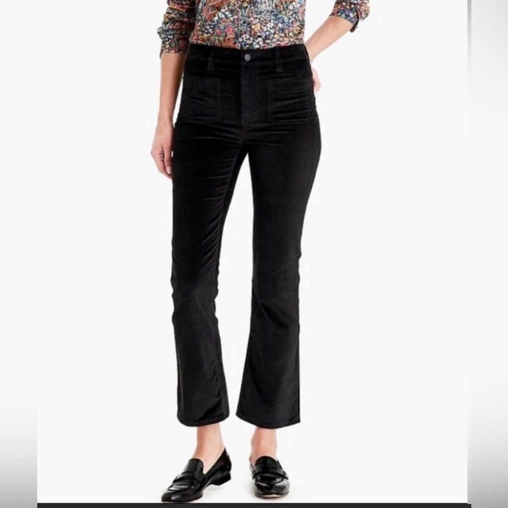 J. Crew Billie Demi Boot Crop Black Velvet Pants Size 26